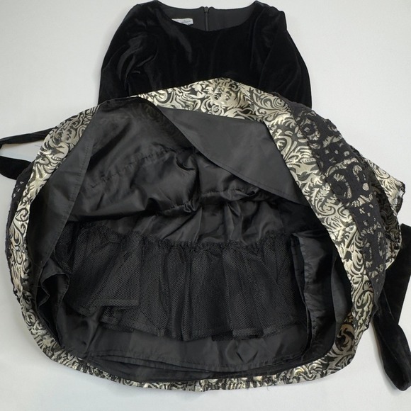 Chasing Fireflies Girls Black Velvet Dress Tiered Lace Party Holiday Size 6 - Picture 16 of 16